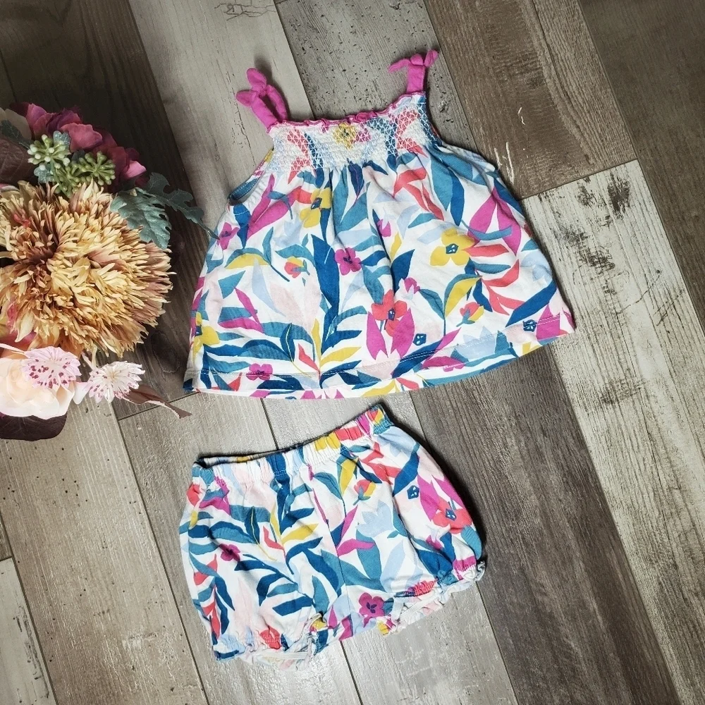 Carter's Colorful Matching Summer Outfit Baby Girl Size 6m 100% Cotton 2Pc NWOT